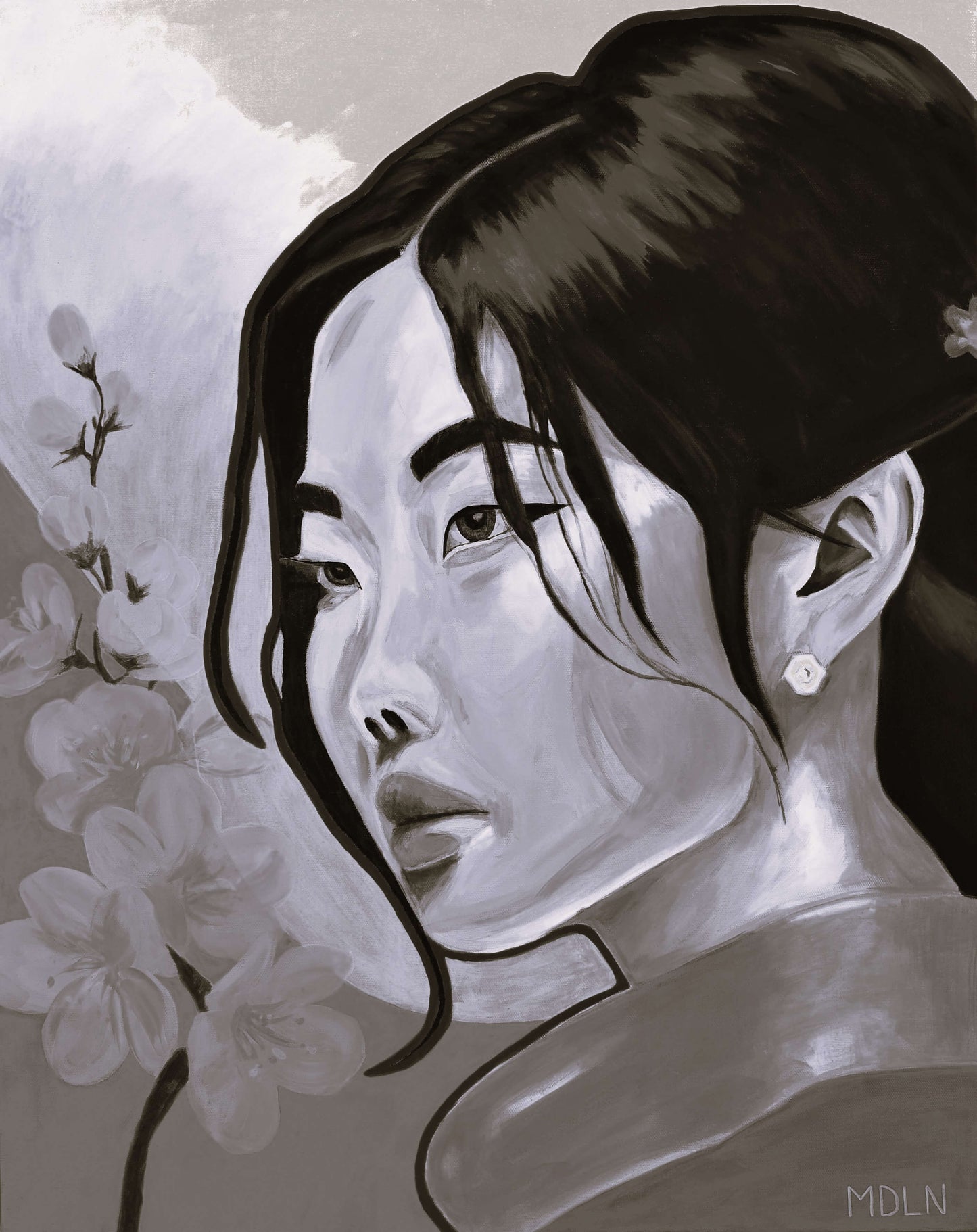 Blossom Black & White Giclée Art Print