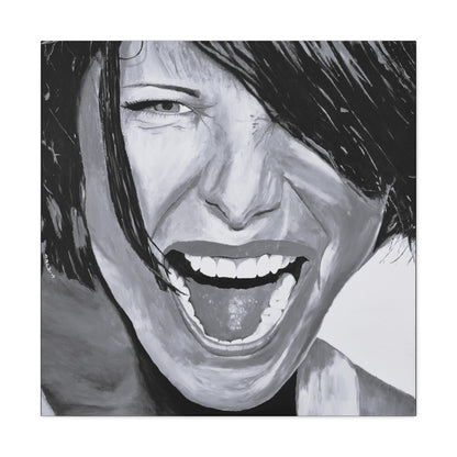 Black and White art print on canvas of a passionate woman showing emotion