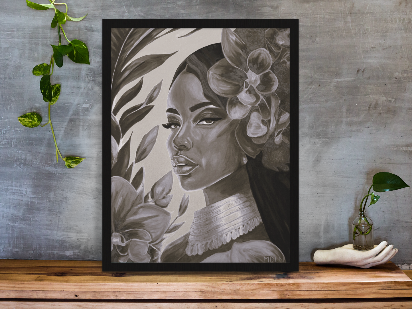 Adorned Black & White Canvas Print